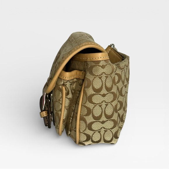 Coach Vintage Signature Jacquard Belt Bag Crossbody Tan Leather Y2K - Picture 5 of 10